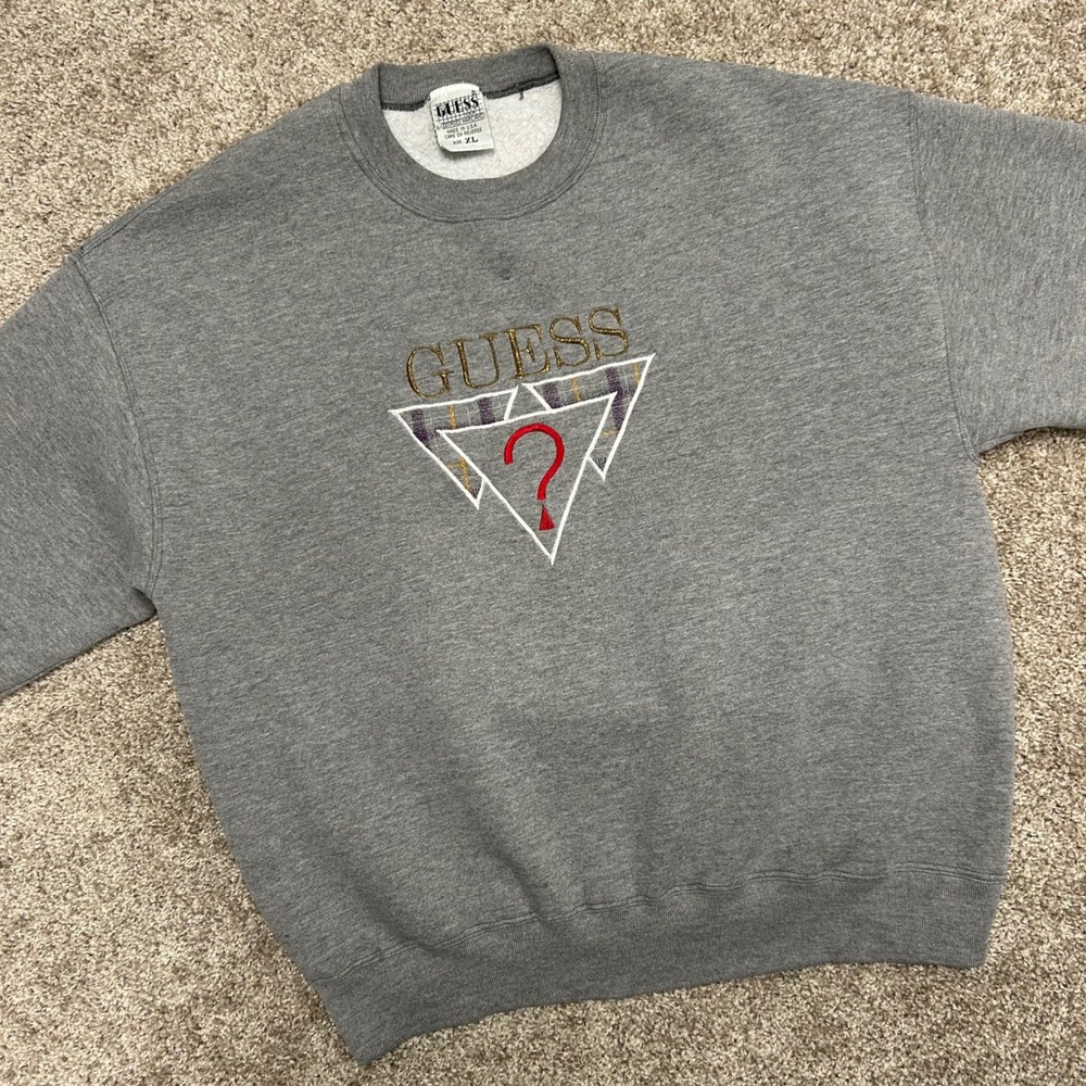 Vintage Guess Georges Marciano Sweatshirt Size XL Made In USA Gray Embroidered